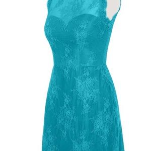 Azazie Zaria Teal cocktail dress